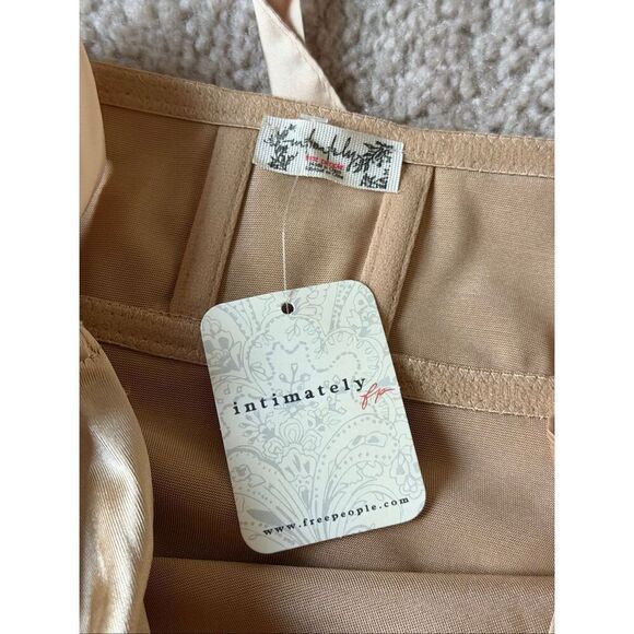 NEW Free People Casino Got Glam Tie Strap Satin Midi Latte Gold Sleeveless Dress - Picture 12 of 12